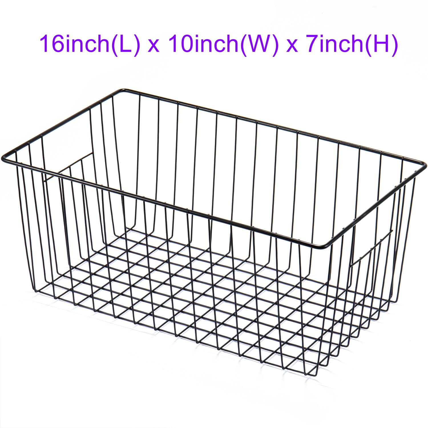 Canastas organizadoras de alambre para congelador de 16 pulgadas, contenedor de refrigerador para el hogar con asas integradas para gabinete, despensa, armario, dormitorio