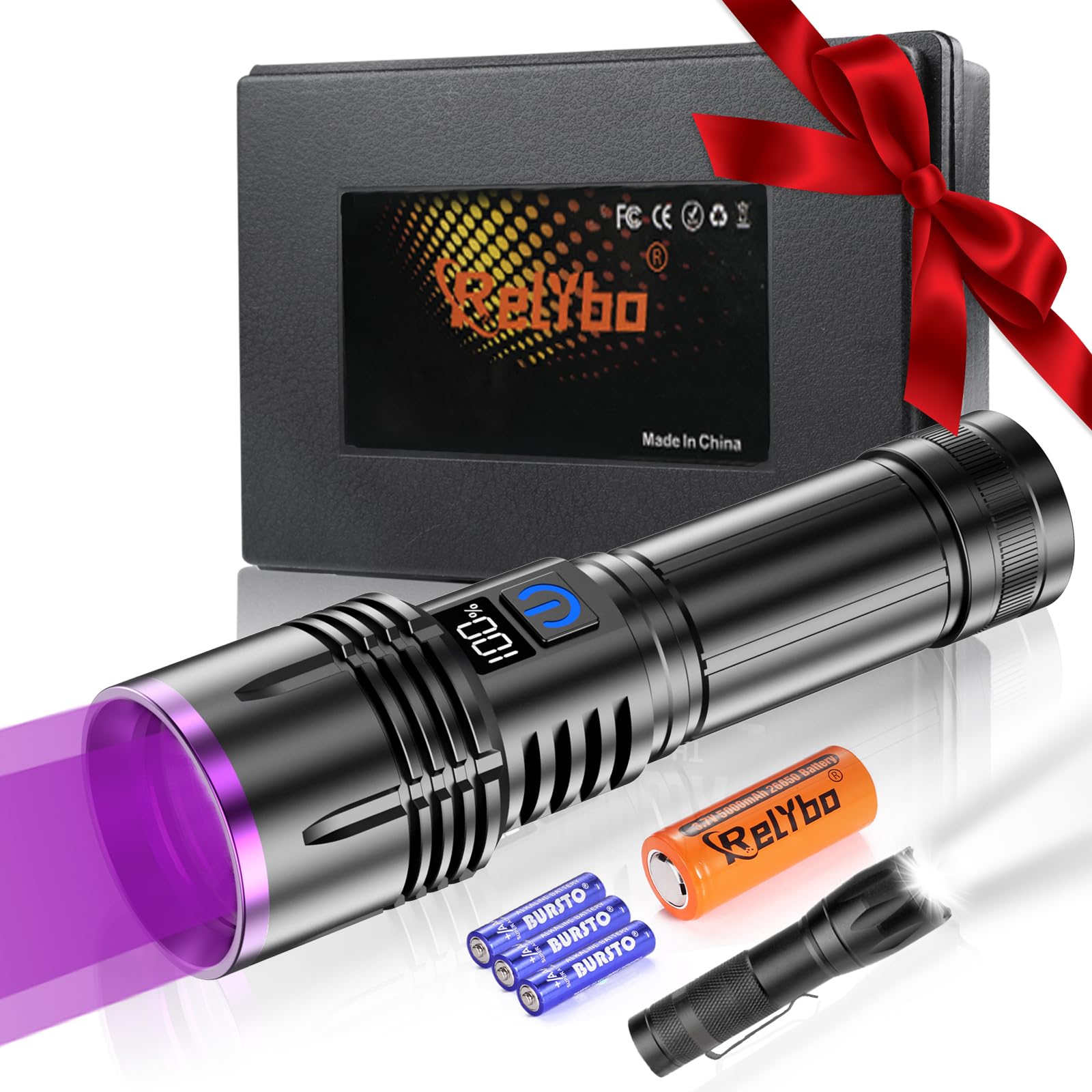 30W 365nm UV Torch Rechargeable, Black Light Torches with Power Display, Powerful UV Light Torch Flashlight, Blacklight Ultraviolet Light for Resin Curing, Golf Ball Finder, Pet Urine Detector