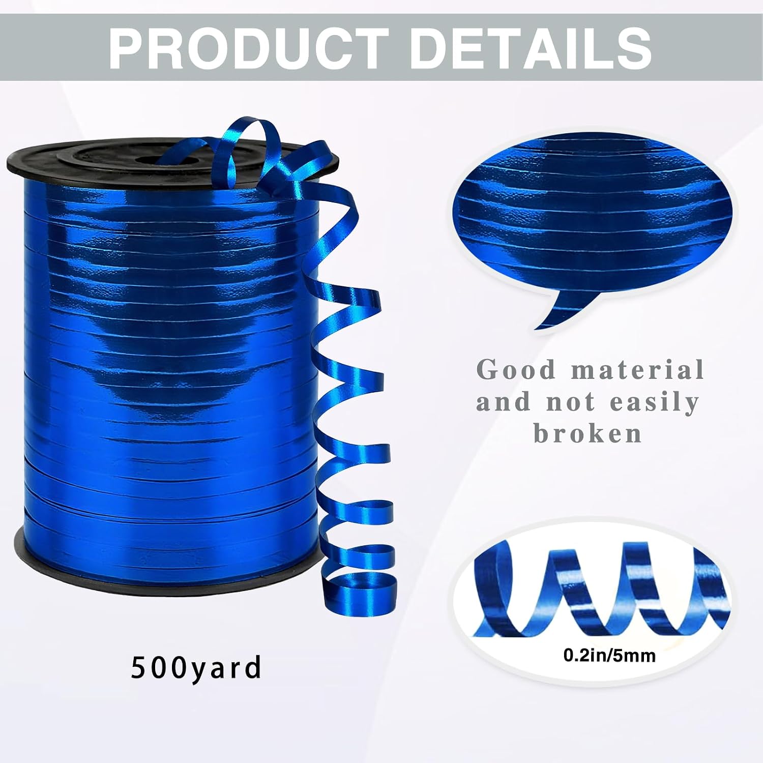 500 Yards Curling Ribbon,1/5 Inch Shiny Blue Ribbon,Balloon String, Party Decoration,Ribbons for Florist Flower Bows for Graduation Supplies Gift Box Decoration (Blue)