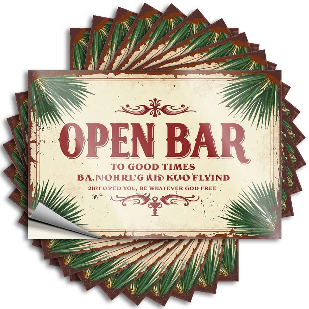 Fzfn Men's Colour Funky Quote, Teen Water Open Bar To Good Times: A Tropical Celebration | Funny Quote Decals(8X12cm)