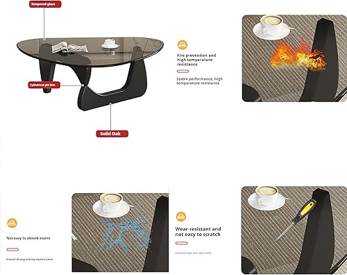Miniatura 8 de EASYSOUL Mesa de centro moderna de cristal, 32.68 pulgadas de profundidad x 22.44 pulgadas de ancho x 15.75 pulgadas de alto, mesas de té redondas
