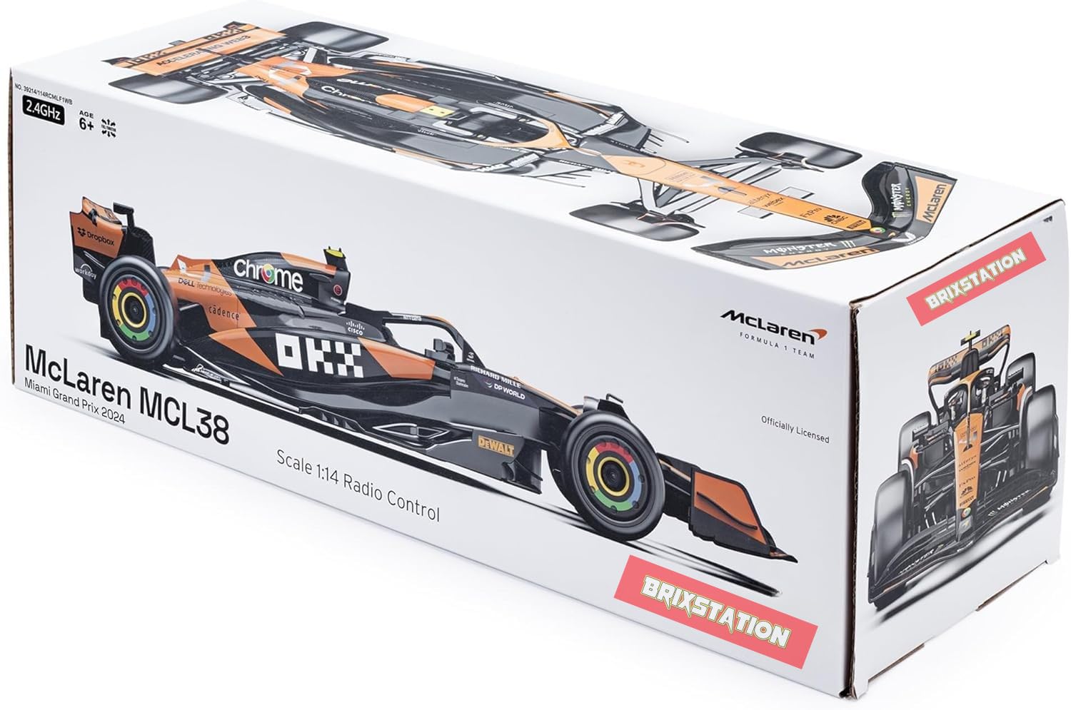BrixStation McLaren F1 RC Car MCL38 (1:14 Scale) 2.4GHz Officially Licensed Racing Toy  Lando Norris & Oscar Piastri | Formula 1 | Collectors Amazing Gift (Orange)