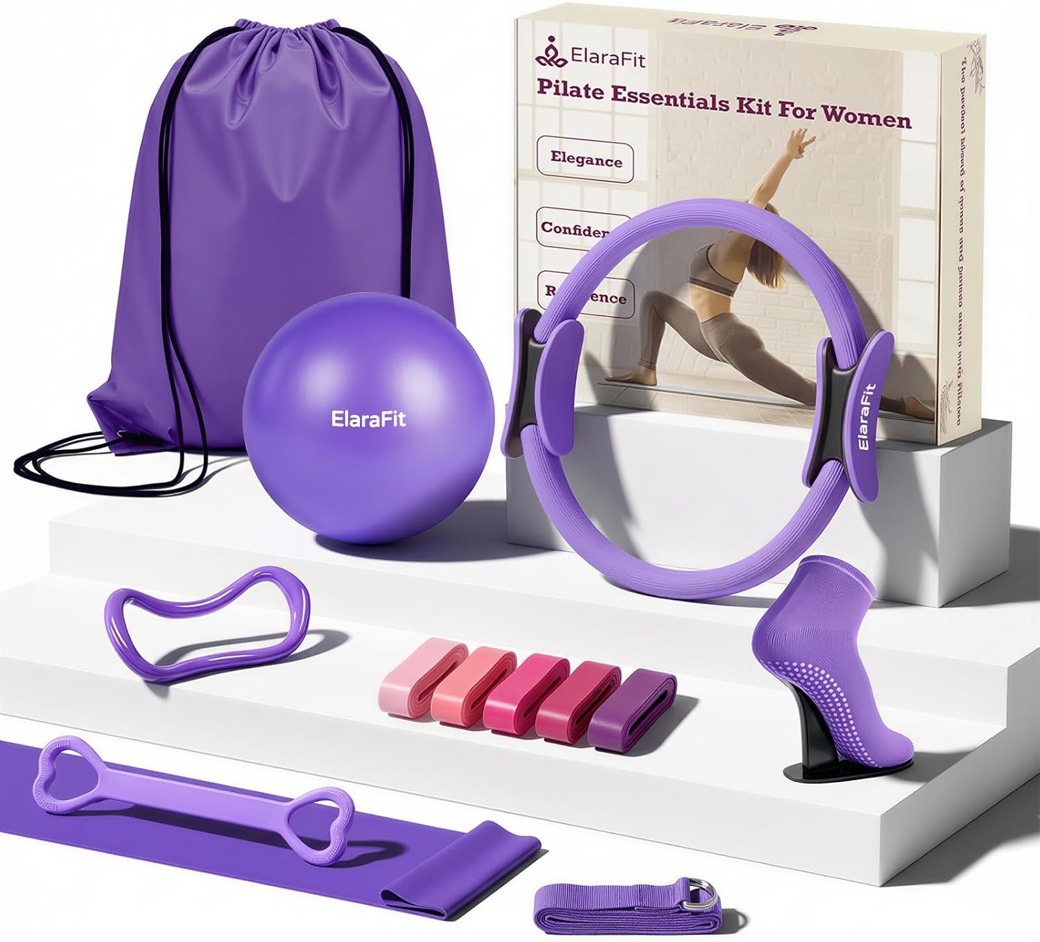 Home Pilates Ring and Ball Set for Women with 5 Resistance Bands 13 inch Magic Circle Workout Essentials Starter Kit for Beginners, Full Body Toning Shape Your Body with 15 Min Daily Routine Home Pilates Ring and Ball Set for Women with 5 Resistance Bands 13 inch Magic Circle Workout Essentials Starter Kit for Beginners, Full Body Toning Shape Your Body with 15 Min Daily Routine