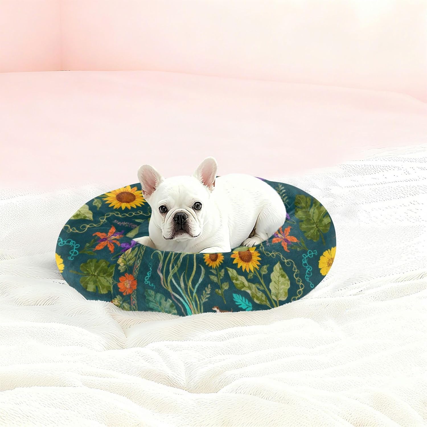 Floral and Pet Dog Beds Anti-Slip fluffier Pillow Bed for Small Size Pets Supplies