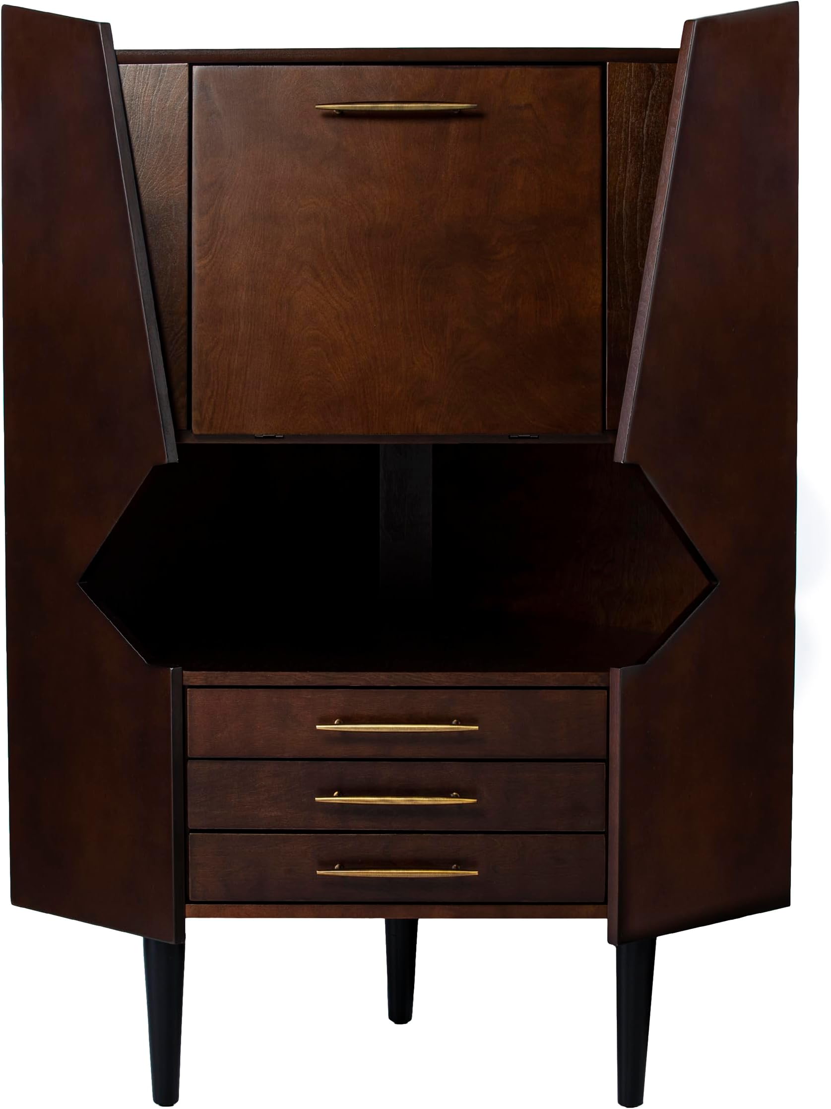 Larson Corner Storage Bar Cabinet, brown.