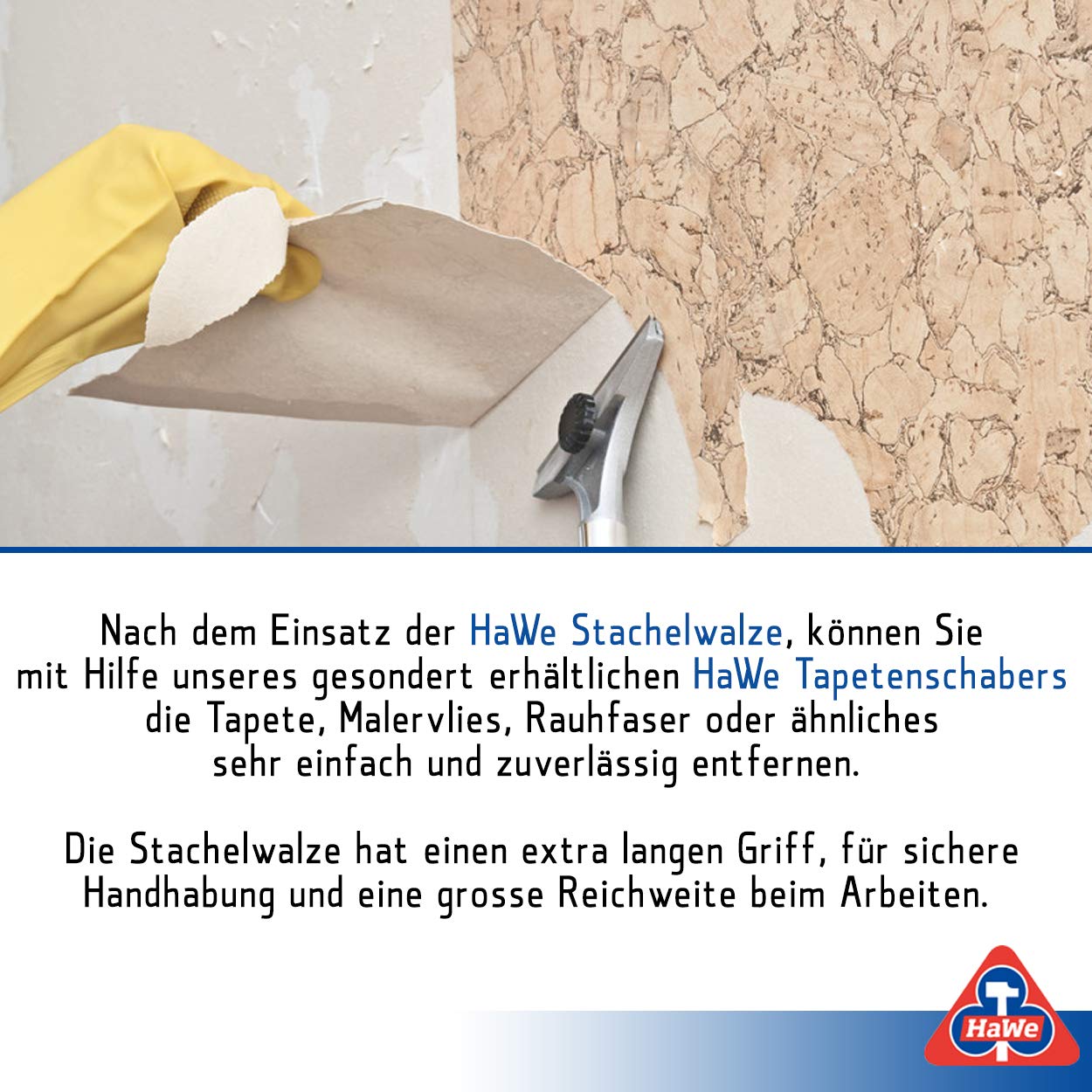HaWe Profi Tapeten Stachelwalze mit Teleskopstiel 52-93 cm