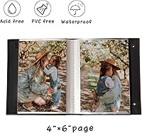 Vista 5 de Álbum de fotos pequeño de 4 x 6 pulgadas, paquete de 2 libros de fotos de cuero, cada mini álbum de 26 páginas tiene capacidad para 52 fotos