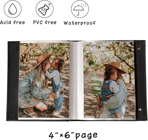 Miniatura 5 de Cherrich Álbum de fotos pequeño de 4 x 6 pulgadas, paquete de 2 libros de fotos de cuero, cada mini álbum de 26 páginas tiene capacidad para 52