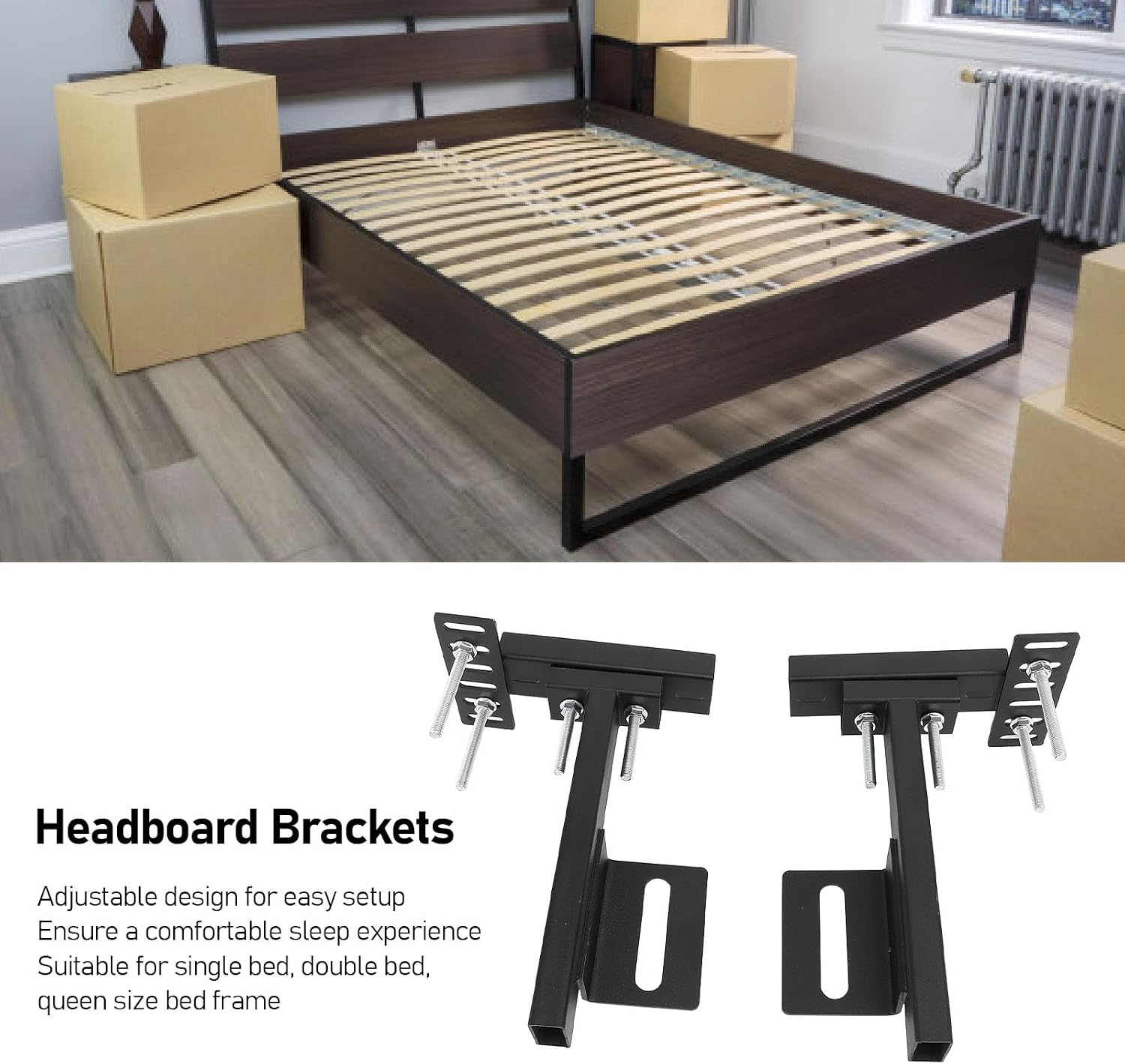 Ejoyous Headboard Bracket, Adjustable Bed Headboard Bracket with Footboard Extension Kit for Metal Bed Frame, Headboard Mounting Hardware Kit for Twin Full Bed