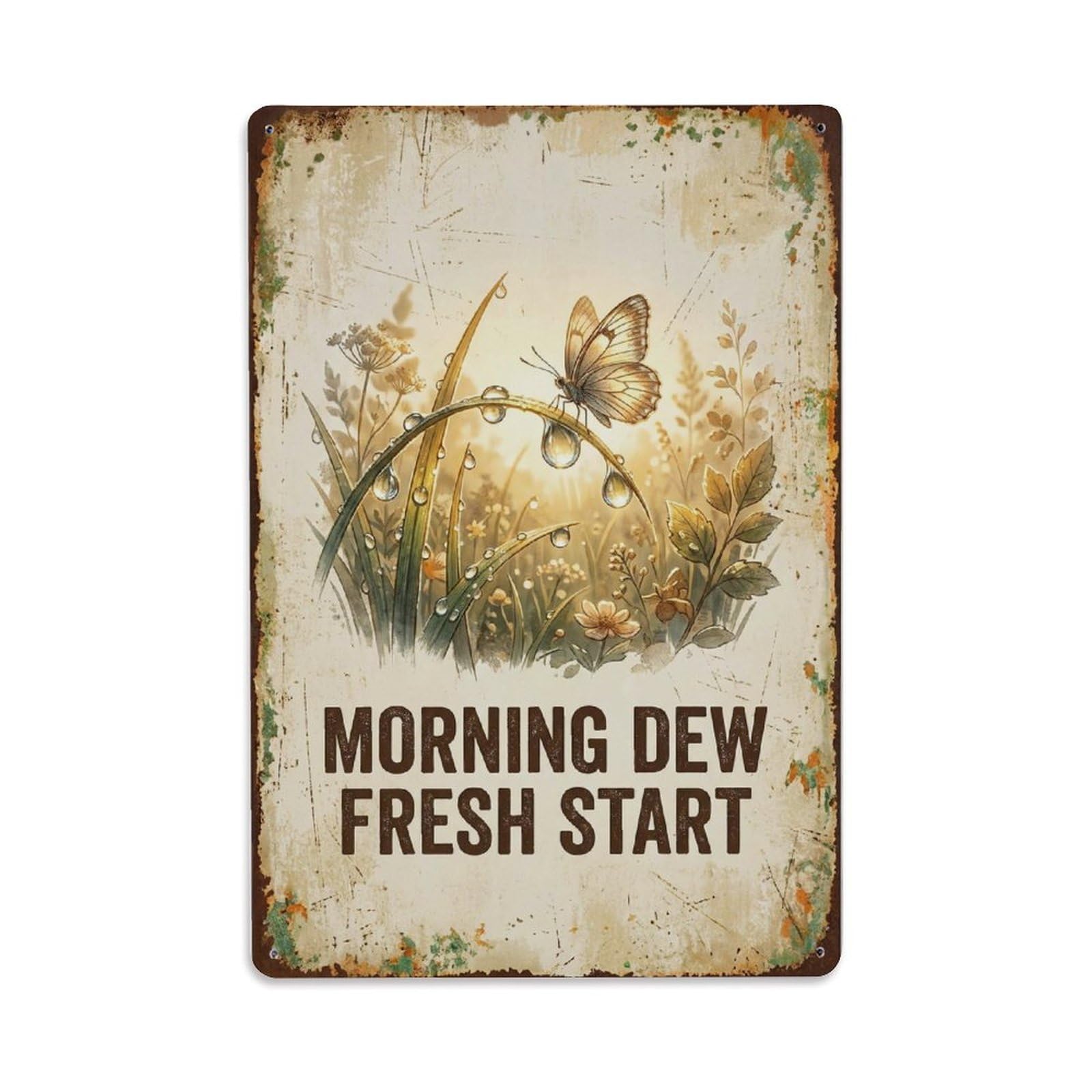 Morning Dew Fresh Start Sunrise Metal Tin Sign
