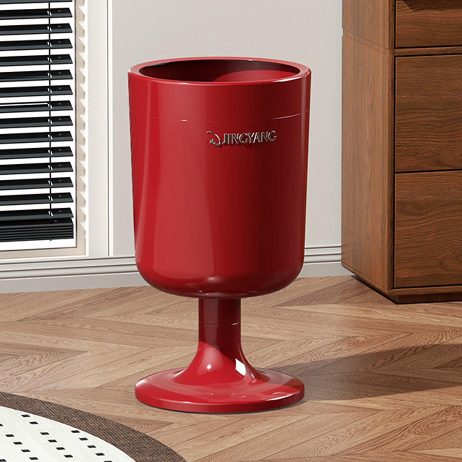 Cubo de Basura con Ruedas, Contenedor de Residuos, Cubo de Basura para Cocina, Baño Y Oficina, Rojo, Individual