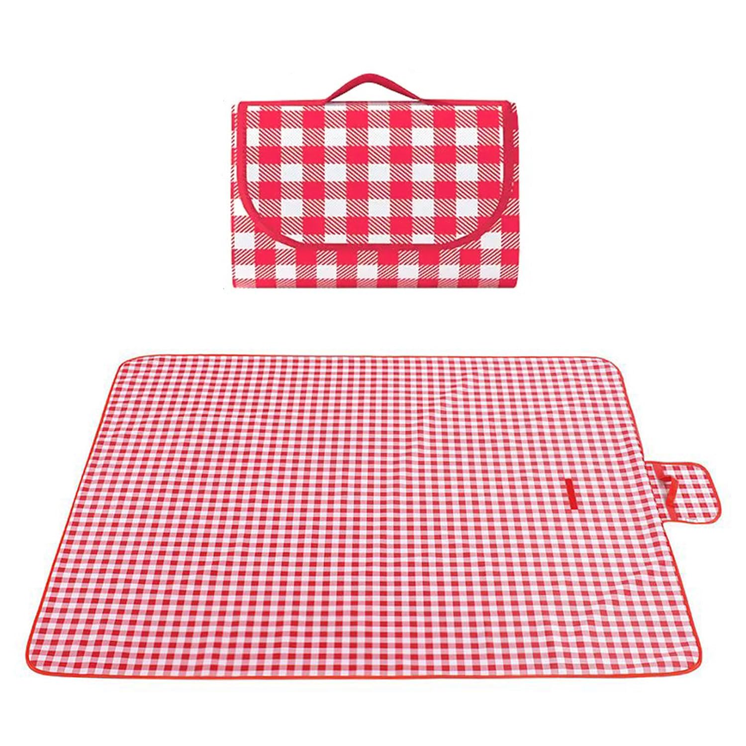 Photo 1 of Super large Portable Thin Waterproof Beach Blanket, Suitable for Outdoor Camping use, 78x78 inch Foldable Outdoor mat, Suitable for Camping, Parks, Families, Adults, Children, and Pets (Red XXL)