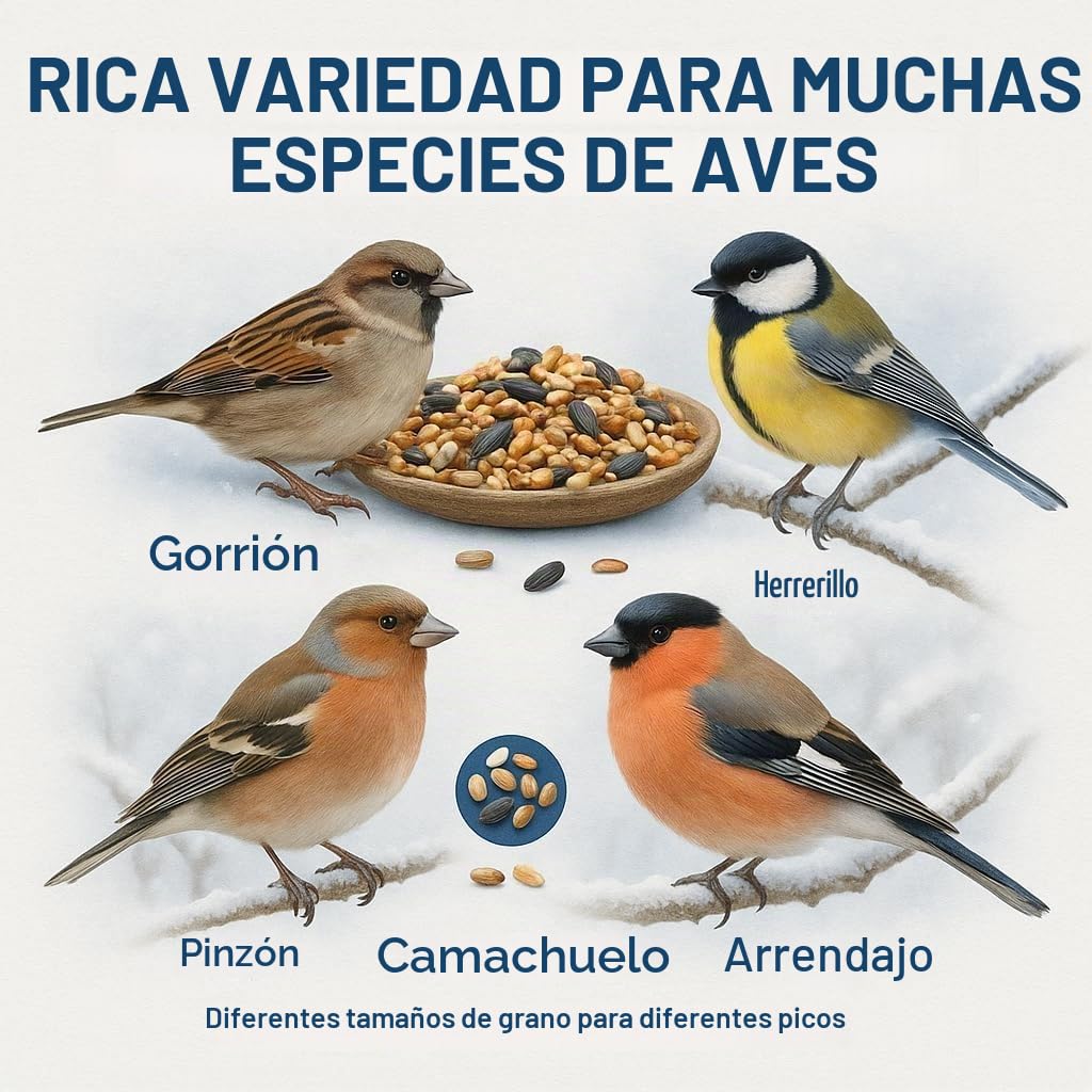 GiDeli Comida para pájaros de invierno, 30 kg, para aves silvestres durante todo el año, alimento para herrerillos para jardín y balcón, con semillas de lino ricas en Omega-3, calcio, sin aditivos