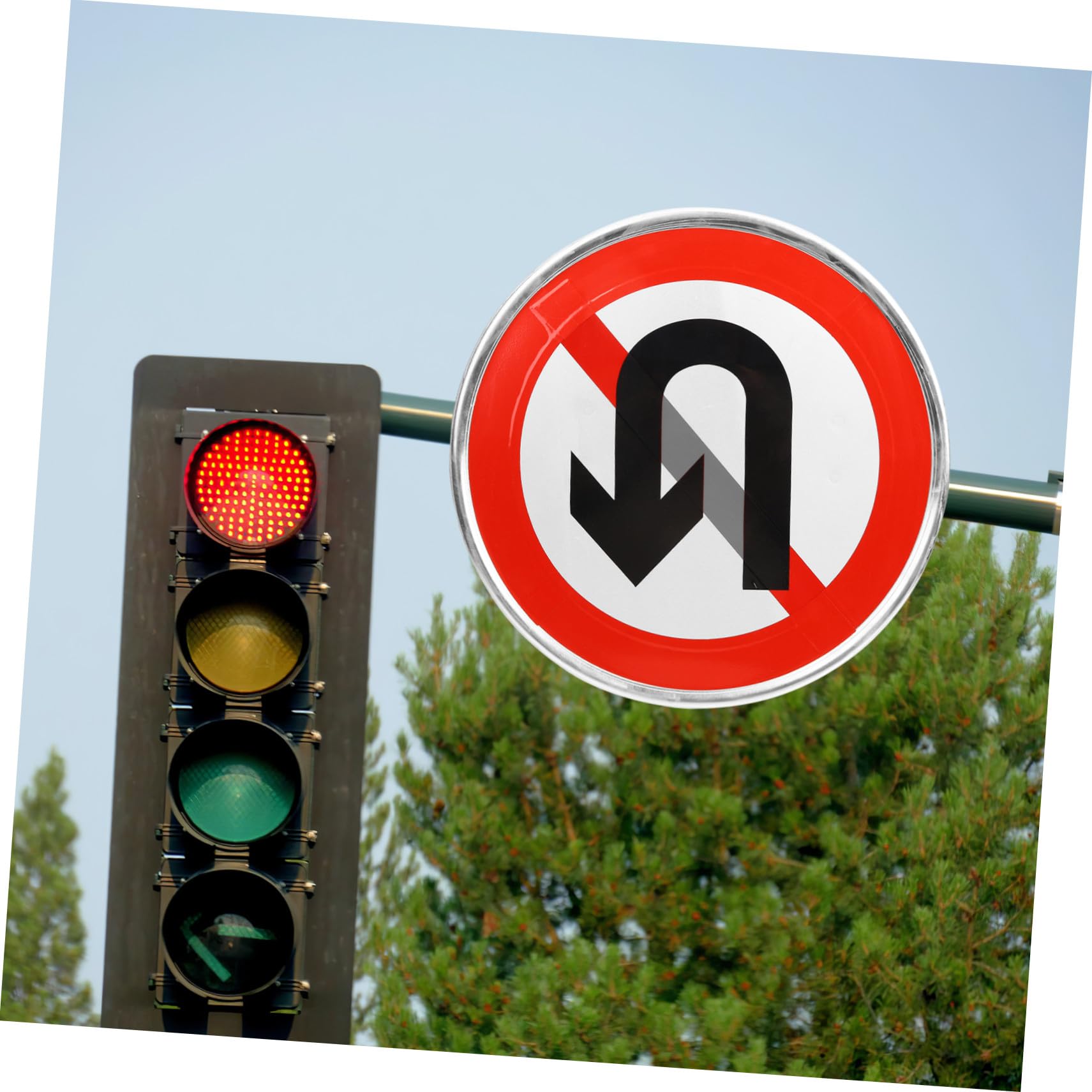 SOIMISS Panneau Métal Interdiction de Demi-tour Réfléchissant pour Allée Privée Signalisation Routière Durable Facile à Installer Indicateur de Restriction de Demi-tour pour Propriété