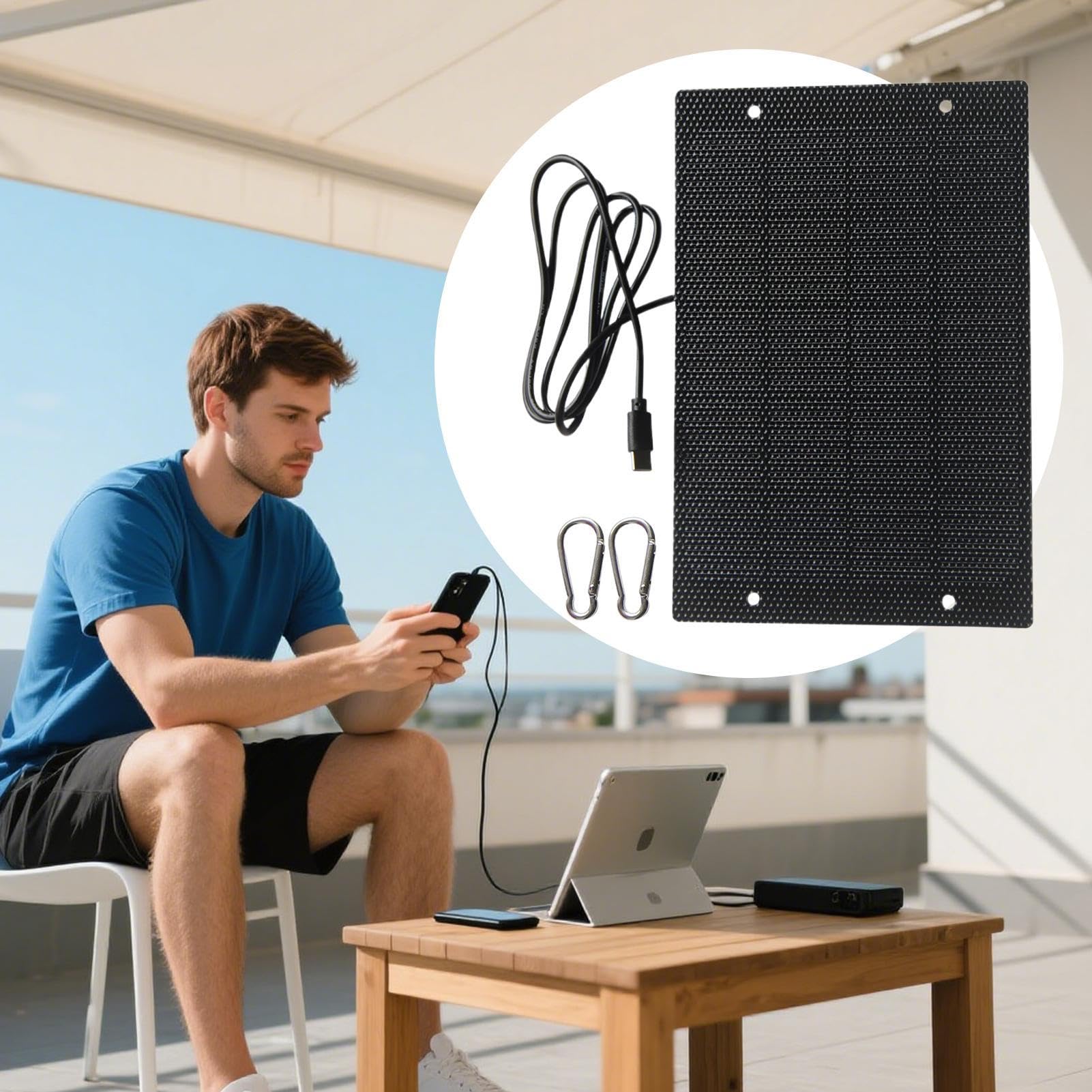 Chargeur Solaire pour Téléphone Portable - Panneaux Solaires 50W pour Camping | Chargeur Compact Intelligent pour Camping Voiture Tente Plage Randonnée Extérieur Domicile