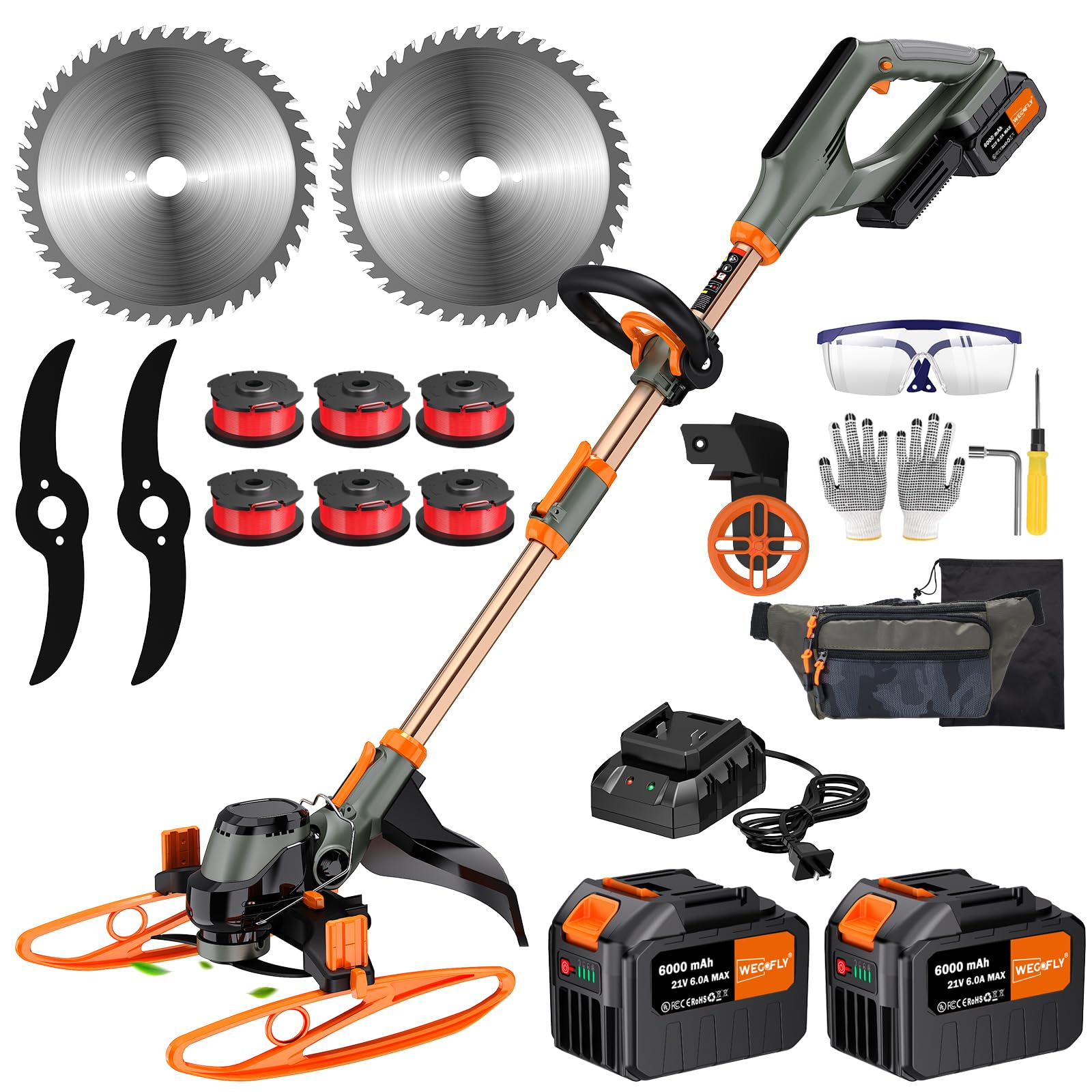 Amazon.com : WeGofly 14-Inch String Trimmer Cordless,(2 x 21V 6.0