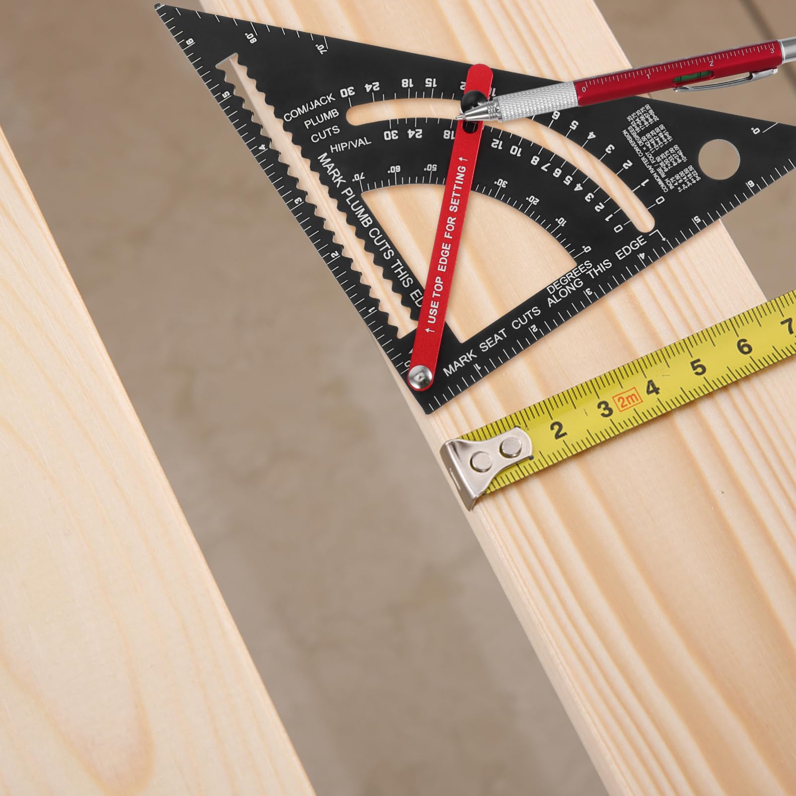 2 Stück Schreiner Dreieck Lineal mit Markierstift Rot Einschulung Feier