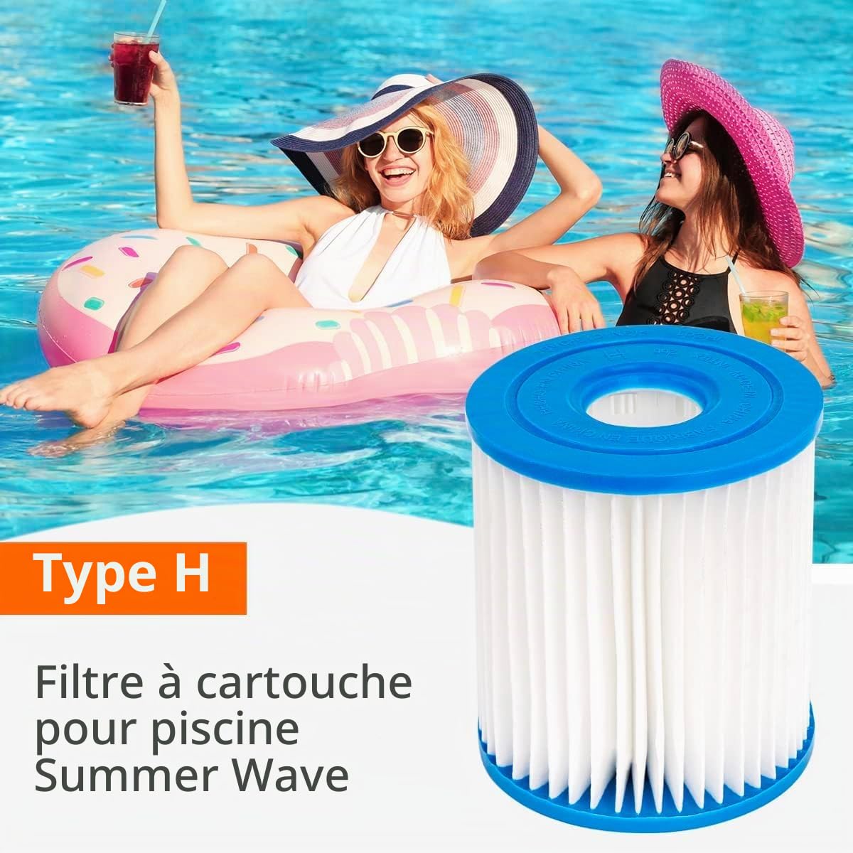 YanBan Lot de 4 filtres de rechange compatibles avec les pompes à filtre Intex 28601/28602, pour cartouche filtrante Intex Type H 29007E