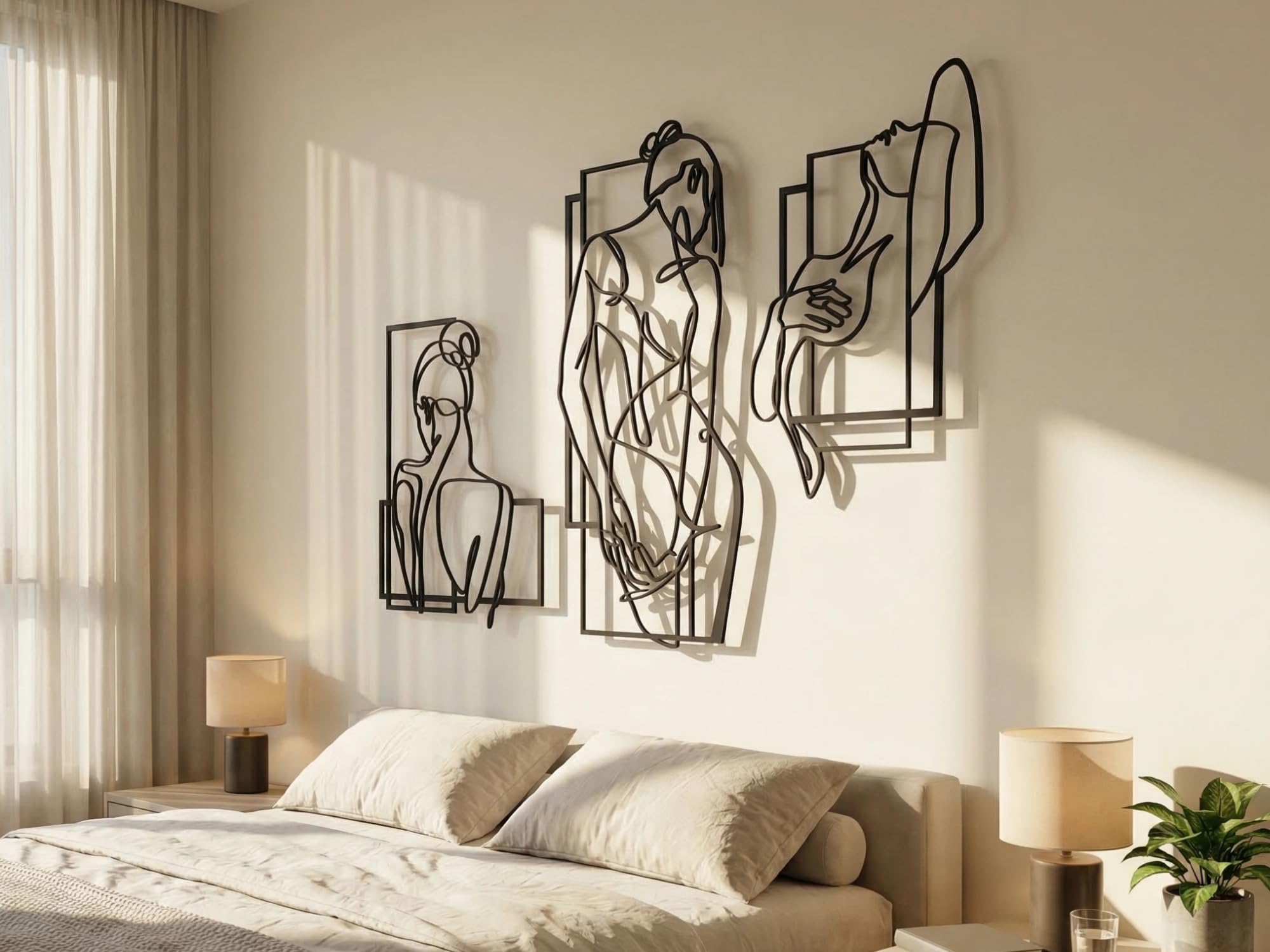 VAILLA Wand Deko Line Art Holz 3D – Wandbild Schlafzimmer Wohnzimmer Büro