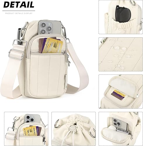 Miniatura 5 de Rueesh Bolsa para botella de agua con correa ajustable, bolsa de transporte de botellas con aislamiento RFID, bolsa cruzada para caminar en el