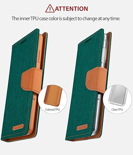 Miniatura 7 de GOOSPERY Cartera de lona para Samsung Galaxy S9 Plus Case (2018) Denim Stand Flip Cover - Verde