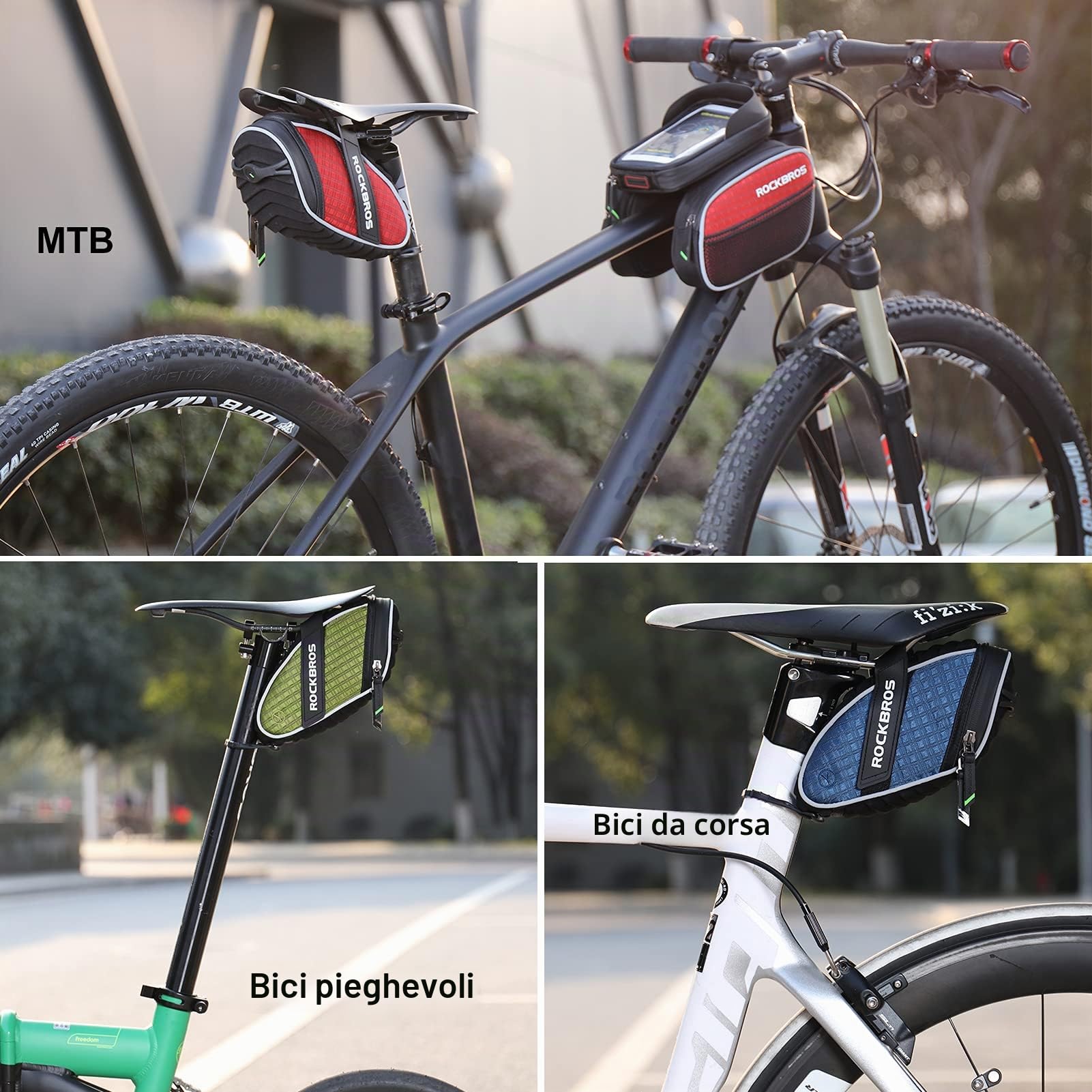 ROCKBROS Borsa Sella Bici Borsa da Sella Sottosella per Bicicletta MTB Bici da Corsa 1L Catarifrangente Ultraleggera
