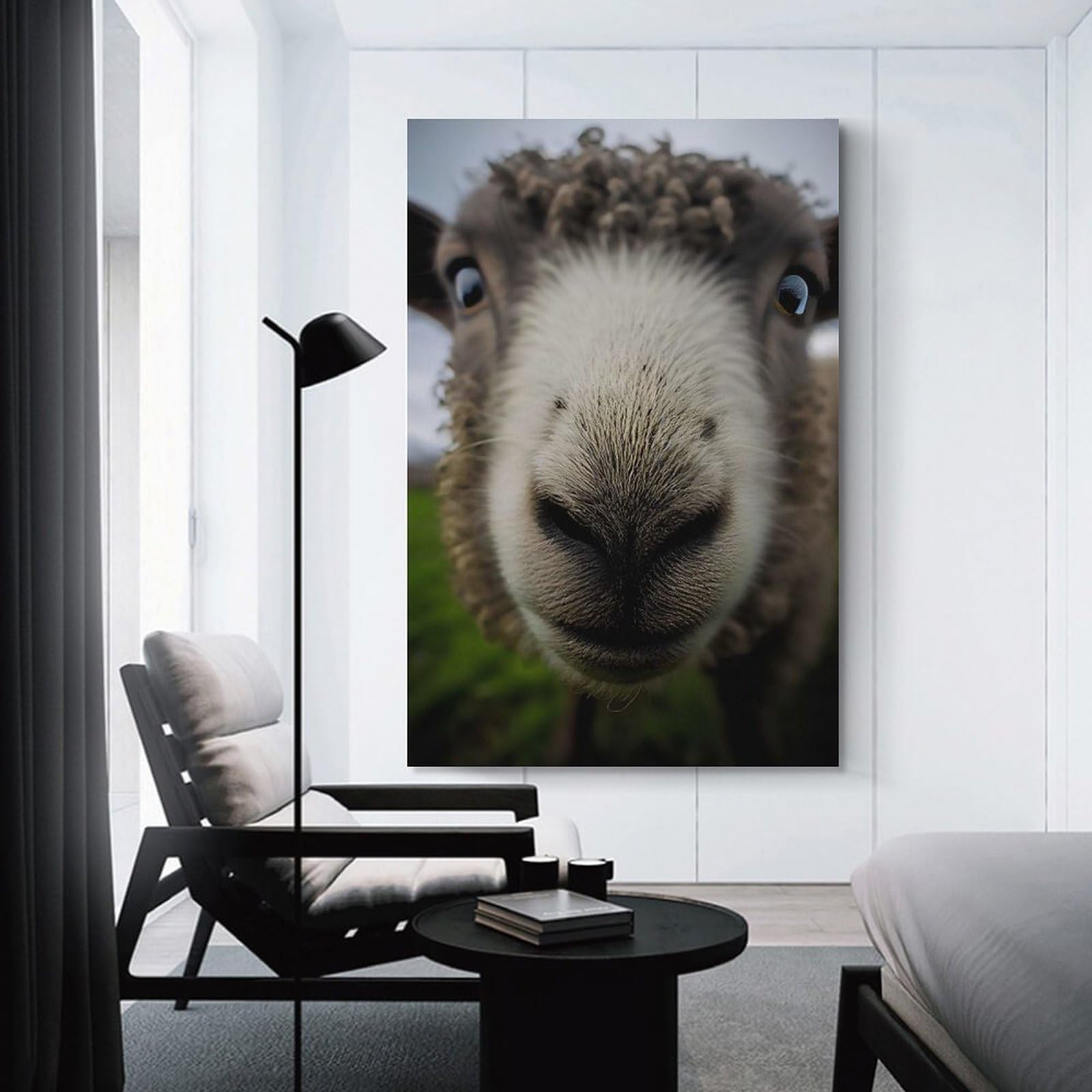 Junmoney Sheep with A Big Nose Canvas Art Print, 24x36inch(60x90cm), for Wall Displays, Bedrooms Or Room Updates, Home Wall Art for Statement Displays