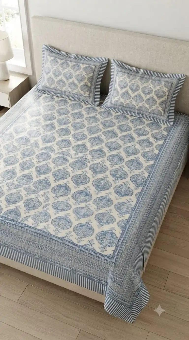 King Size Cotton Bedsheet Set | Comfortable Sleep | Stylish Home Décor | 108 x 108 Inches-picture-26
