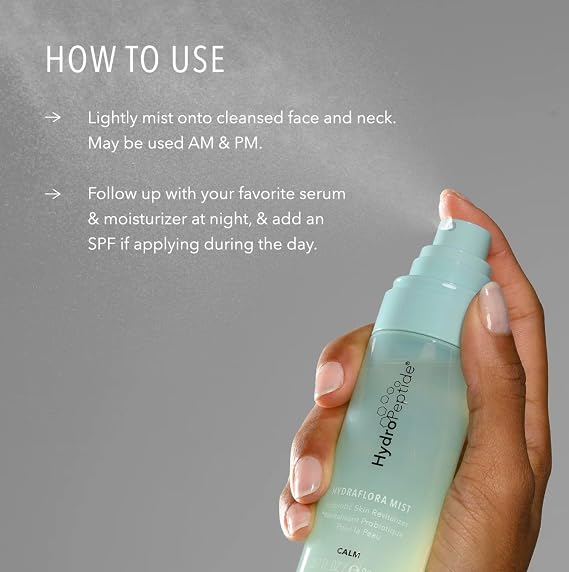 HydroPeptide HydraFlora Probiotic Face Mist | Hydrating Facial Mist with Prebiotics & Probiotics | Balances Skin Barrier, Refines Pores & Refreshes Skin | 2.7 fl oz