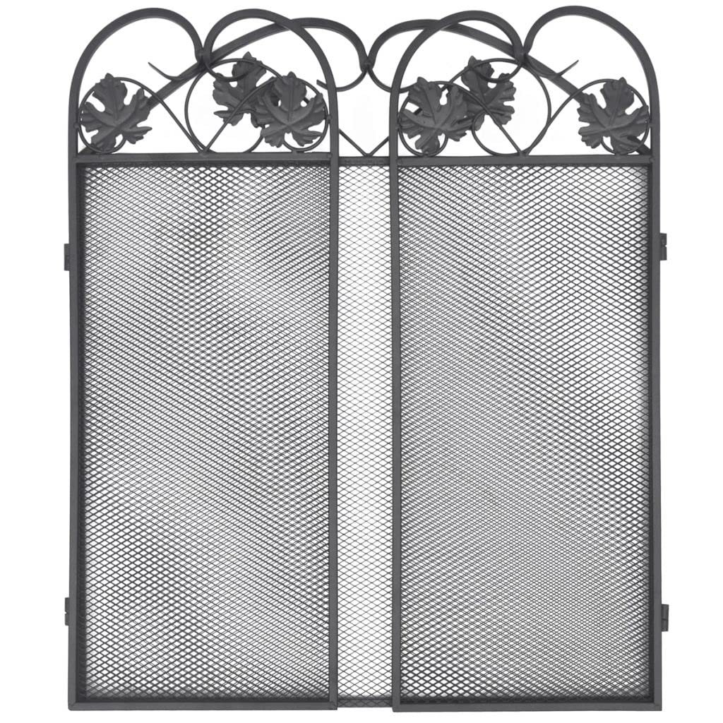 Schermi per Caminetti di Guardia Camino schermo pieghevole nero in ferro battuto in ferro canina camino schermo elegante decorazione della casa di scorrimento Accessori per Caminetti in Rete Decorativ
