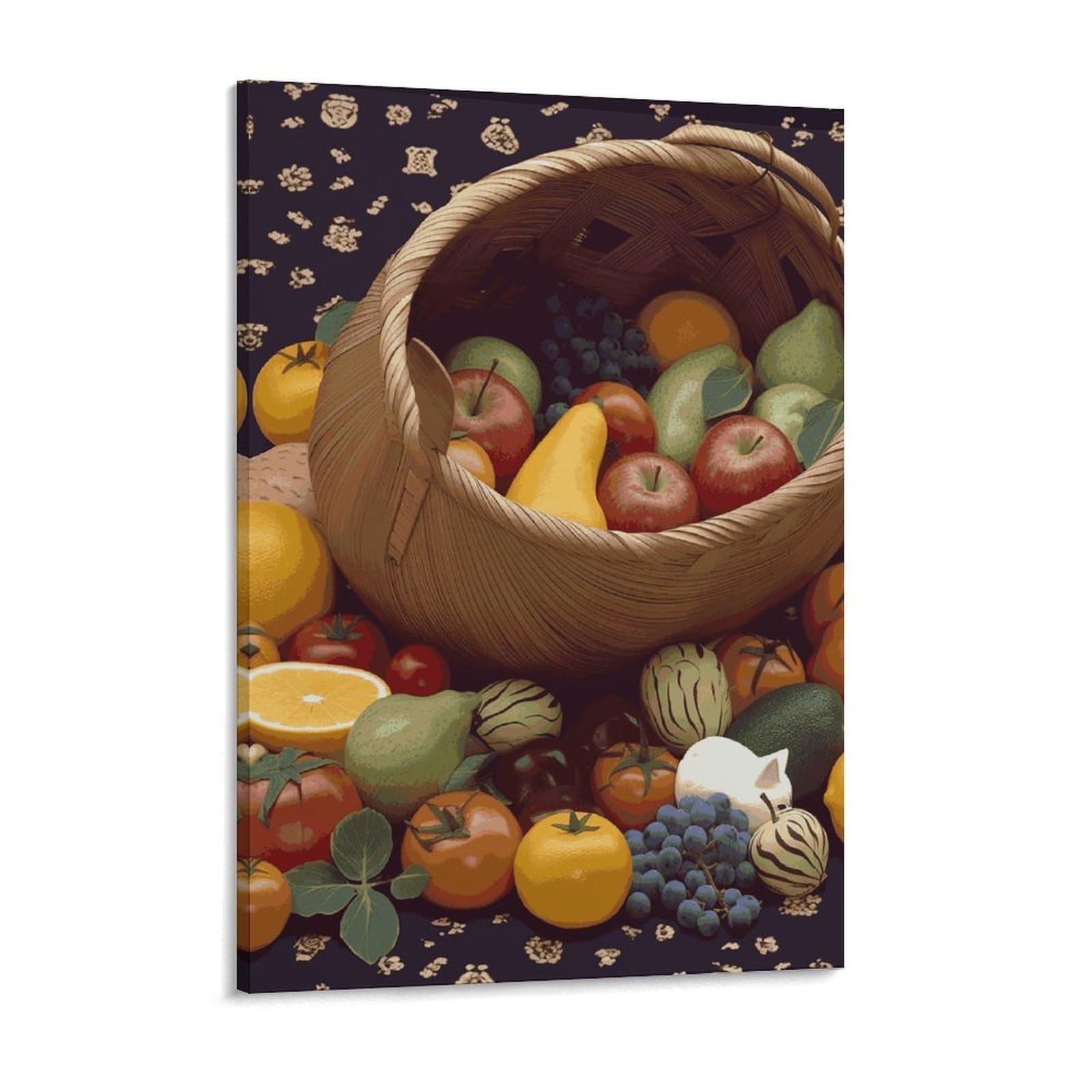 NTVOWPZO Fruits Basket Canvas Wall Art for Bedroom 12x16inch Canvas Prints Artwork for Walls Modern Picture Artwork Painting for Living Room Aesthetic Wall Paintings for Bathroom Kitchen Office Decor