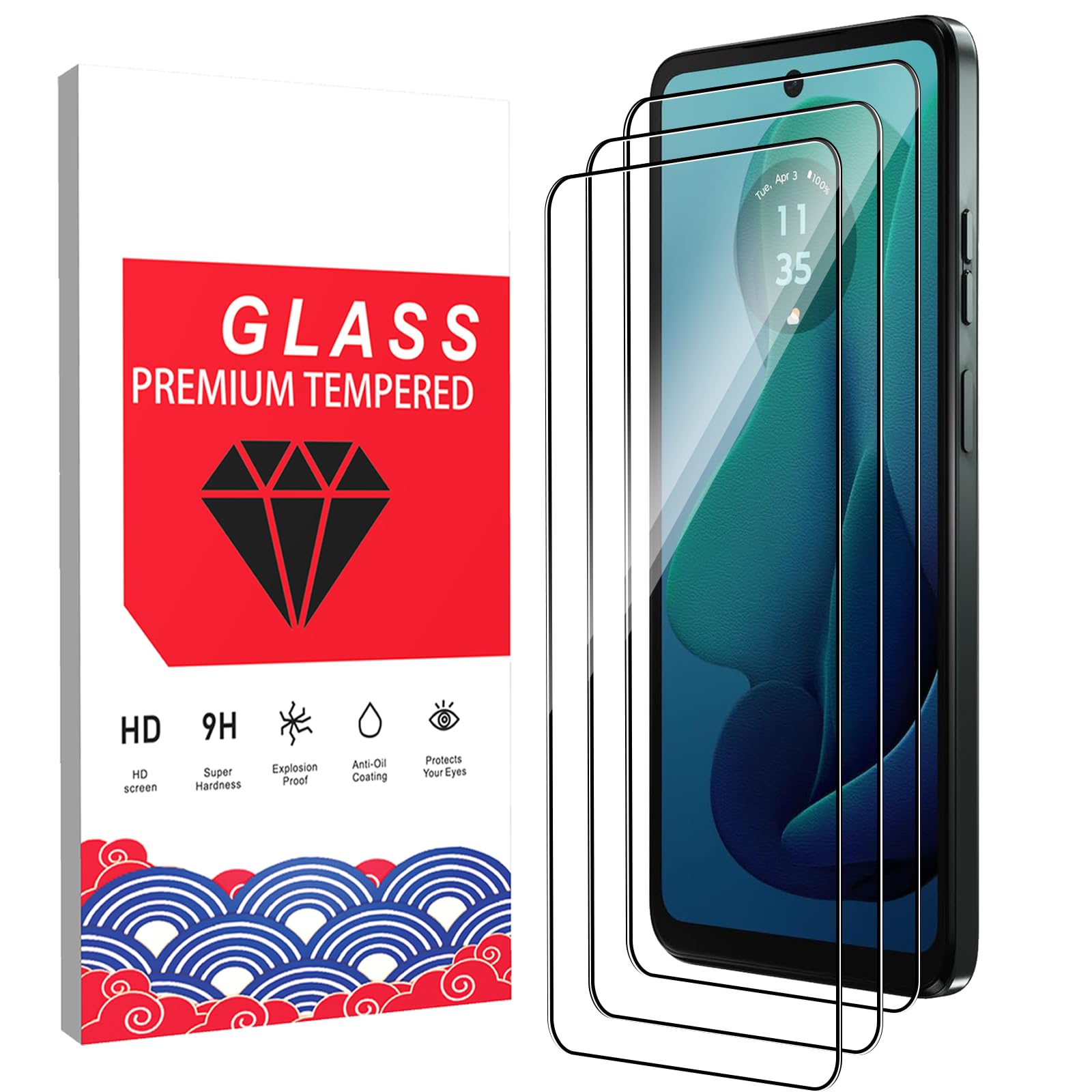 OWMGTS 3 Pack Screen Protector for Motorola Moto G 5G 2024 Tempered Glass Film Upgrade 9H Hardness Case Friendly Easy Installation Bubble Free 3D