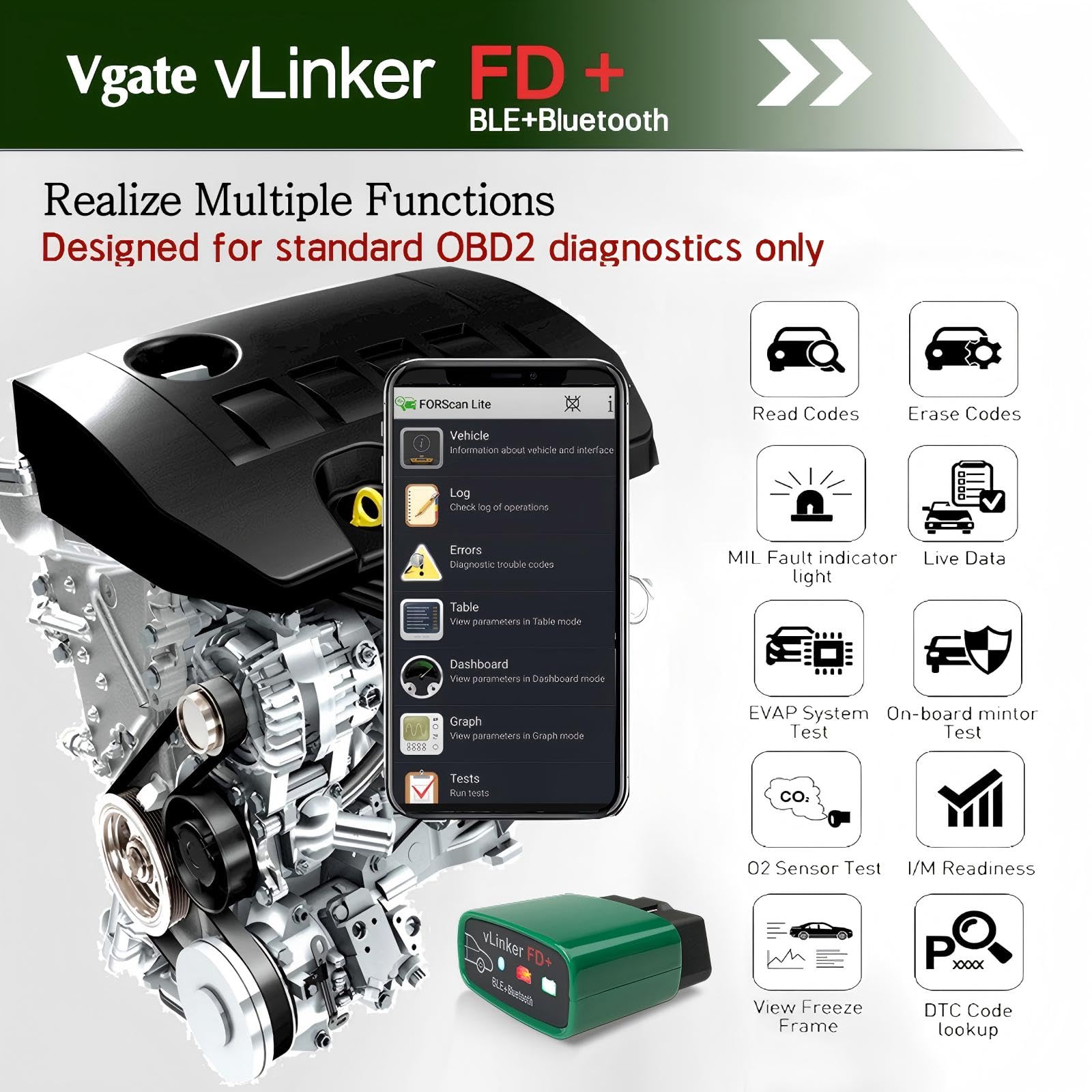vLinker FD+ OBD2 Scanner - FORScan & App Compatibility -6