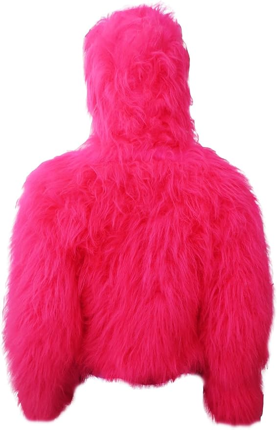 Insanity Pink Neon Fluorescent Fluffy Furry Hooded Coat