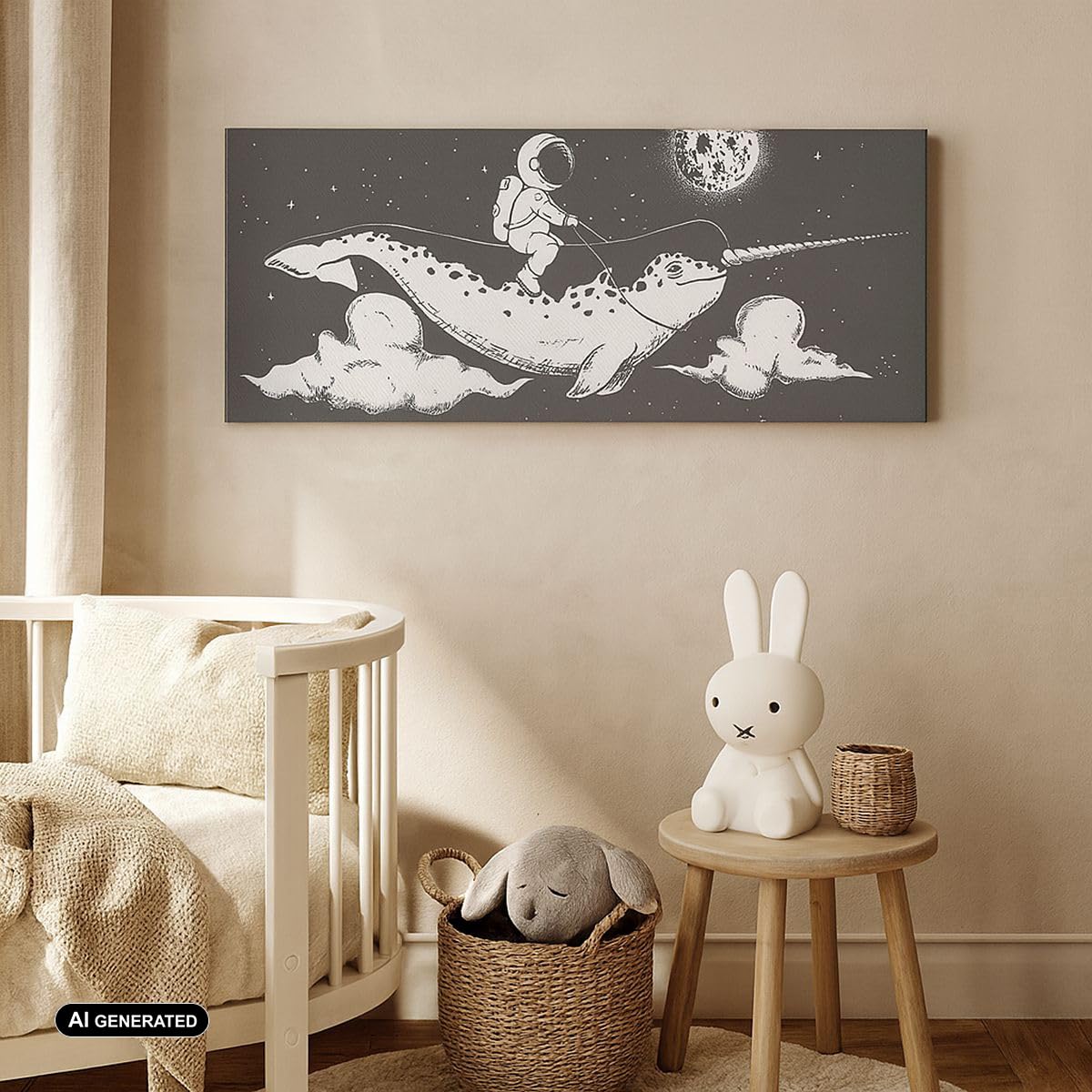 ARTTOR Leinwandbild 140x50cm Wandbild Schwarz-Weiß Kinder - 5467