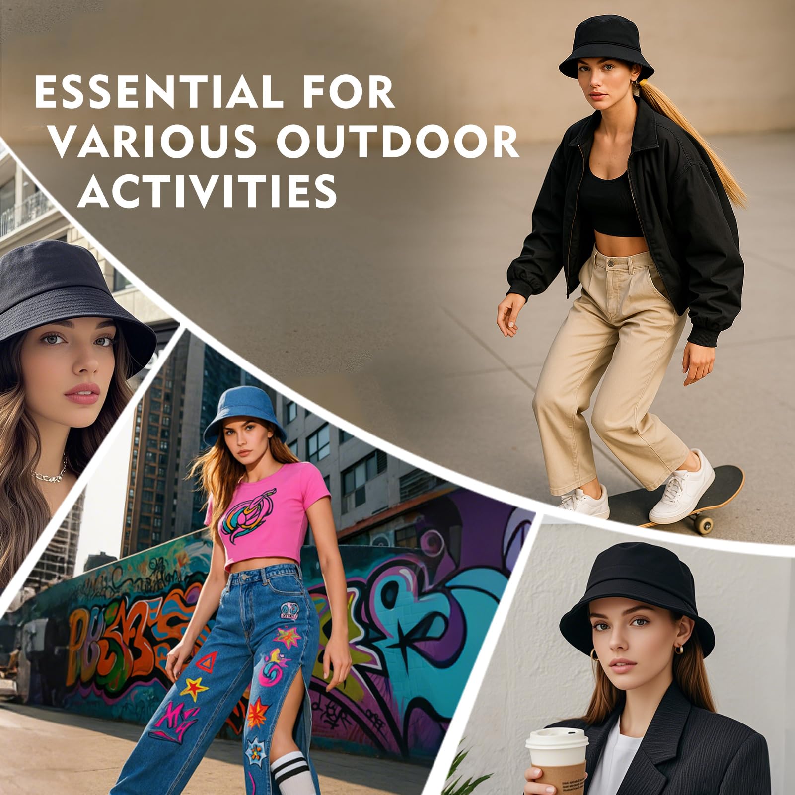 TOP-EX Ponytail Bucket Hats for Women Summer Beach UPF50+ Sun UV Protection Gifts Golf Hiking Fishing Packable Cotton Big Head Large L XL Beige