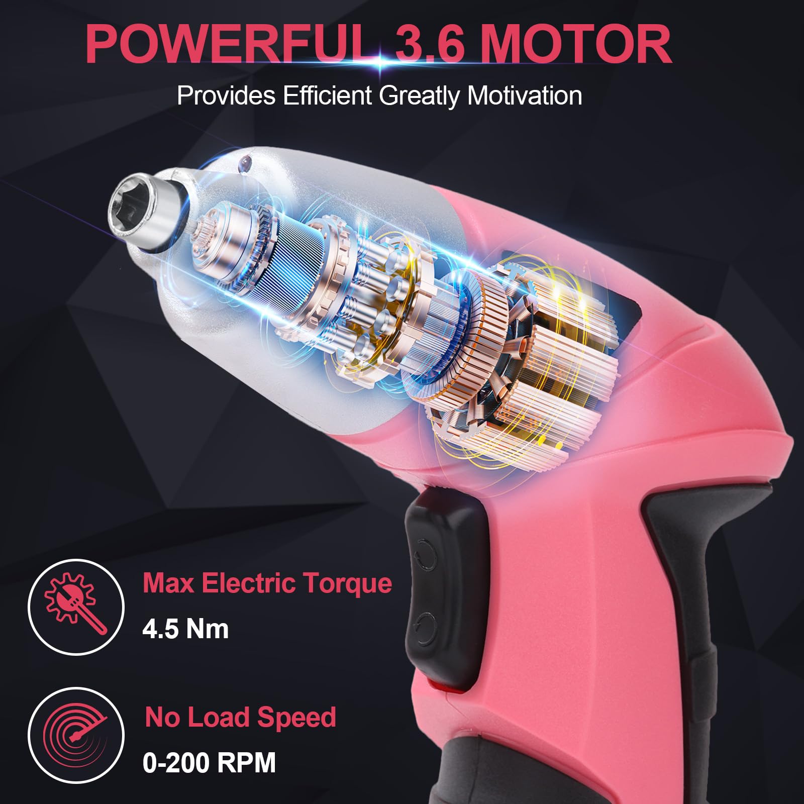 Cacciavite elettrico 28pc 3.6V rosa USB Piccolo Power Set Cacciavite di Potere Cordless & Ricaricabile con Driver Bit Set