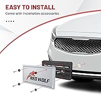 Vista 4 de RED WOLF Front License Plate Bracket Holder Frame Tag Universal for Car Truck Van SUV with 6 Screws and Wrench Kit Black Easy Mount