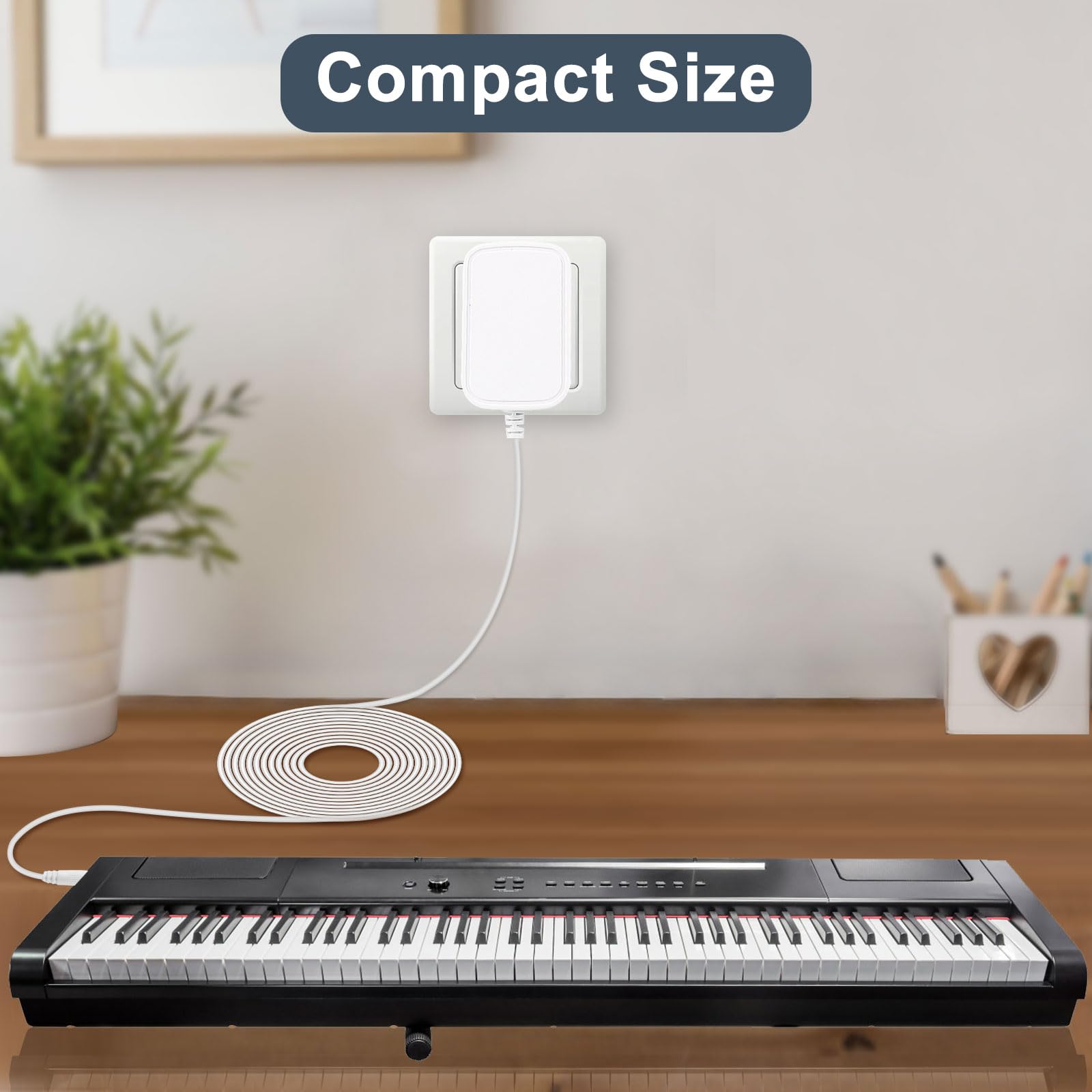 Adaptateur d'alimentation 12V Chargeur Bloc d'alimentation pour Piano Numérique Yamaha et Claviers des Séries PSR, YPG, YPT, DGX, KB, DD - Remplacement des Modèles PA-150B/PA-130B/PA-32