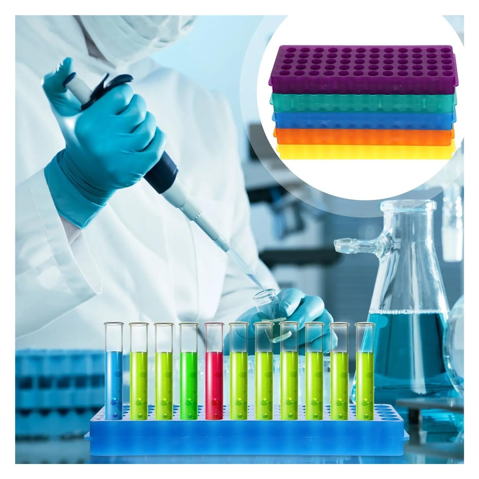 yingyingjia 5 szt. Stojak na probówki wirówkowe Przezroczyste plastikowe probówki testowe Uchwyt laboratoryjny Szkło do grubych wersji proplets