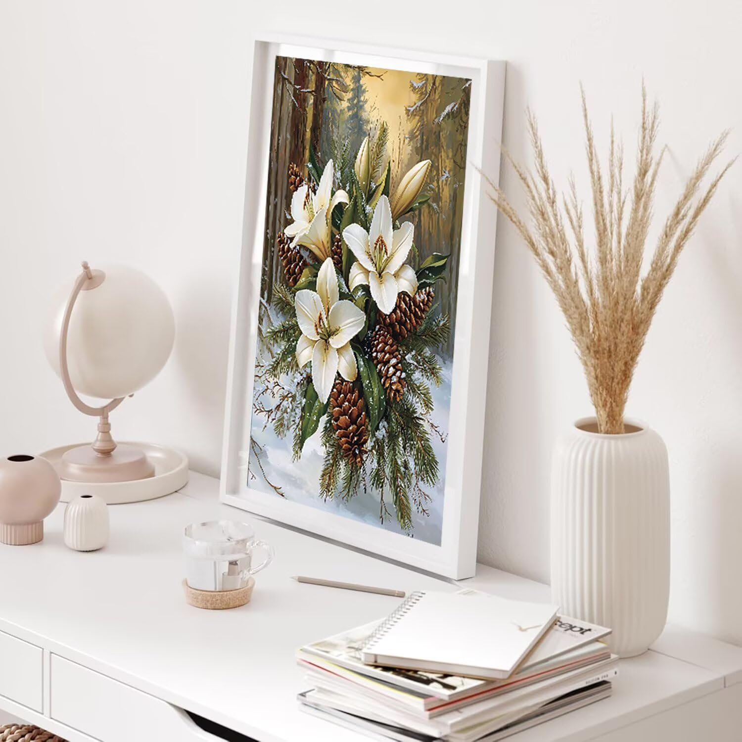 Hyupuanj 5D Diamentowe koło łańcuchowe z lilii, 100x130cm d-36