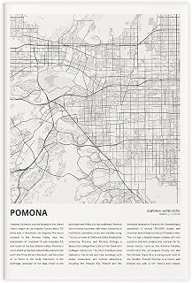 HEOVI Pomona Map, Travel California, Housewarming Gift Art Wall Decoration Poster Family Bar Restaurant Garage Cafe Art Sign Gift Unframe-style 16x24inch(40x60cm)