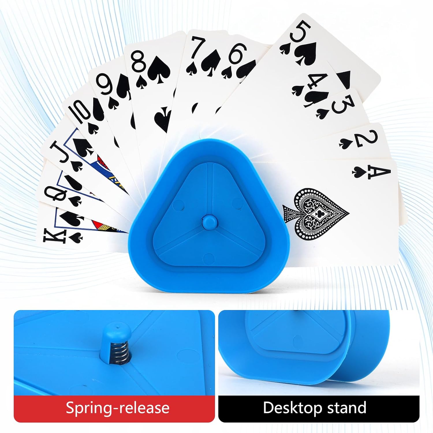 4-Pack Card Holder for Playing Cards Triangle Shaped Little Hand Palying Card hoders for Poker, UNO & Game Nights Travel-Friendly Organizer for Kids & Adults