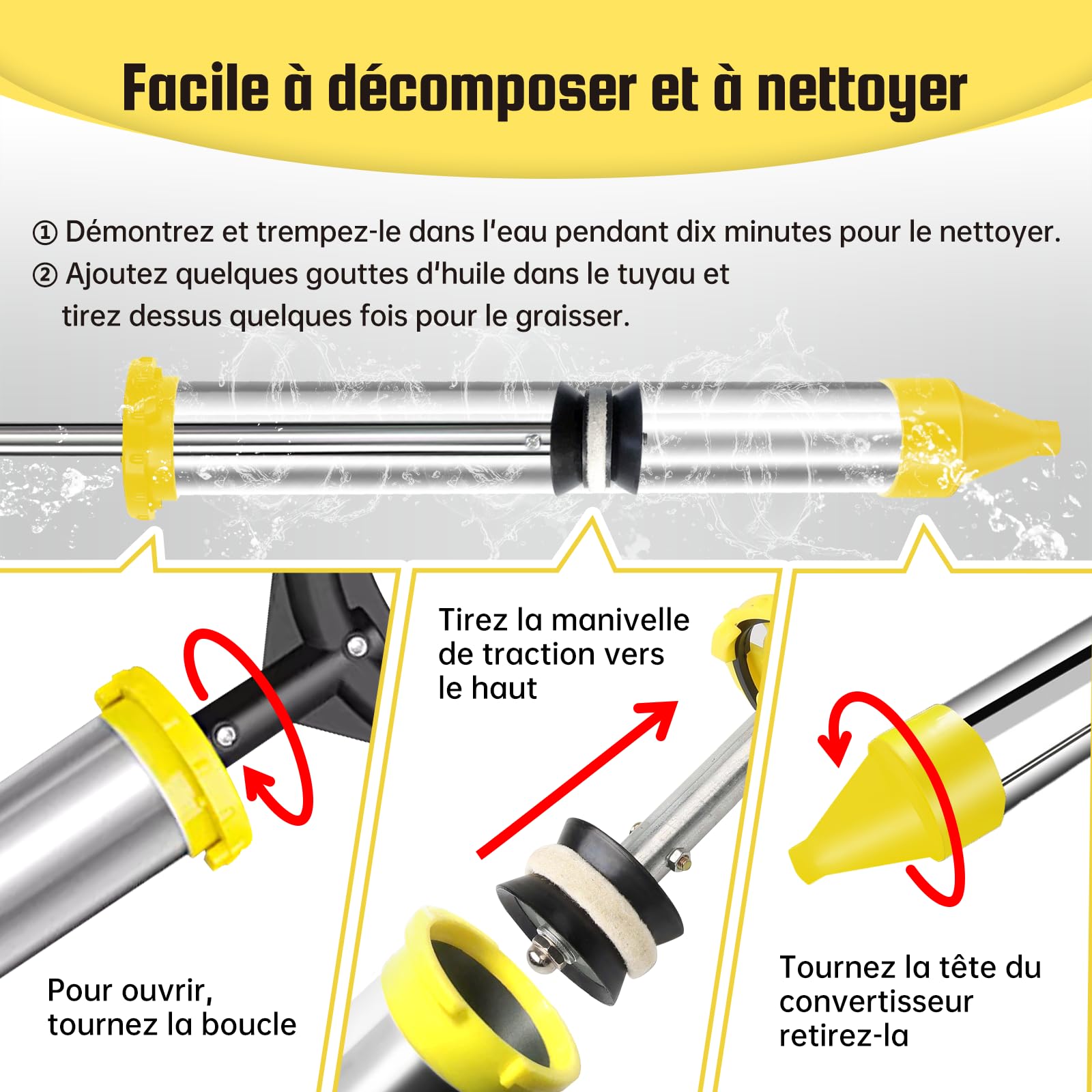 Jointoyeuse 5 en 1 - Pistolet Joint Est Fabriqué en Acier Inoxydable. Pistolet à Ciment Est Utilisé pour Combler Les Fissures. Pistolets à Calfeutrer Sont Fournis avec Une Paire de Gants.