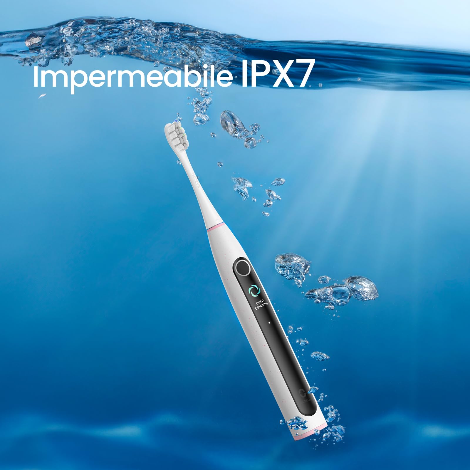 Oclean X Lite Spazzolino elettrico, Spazzolino elettrico intelligente, 5 Modalità, 72000 movimenti al minuto, Spazzolatura supplementari, Durata 40 giorni, Promemoria batteria scarica, IPX7, Grigio