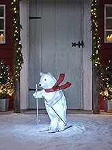 Lights4fun - Polar Bear Illuminated with LED Lights, Animated Moving Figure, Christmas Decoration for Outdoor, Garden, Christmas Decoration, with Power Cord, Height 66 cm