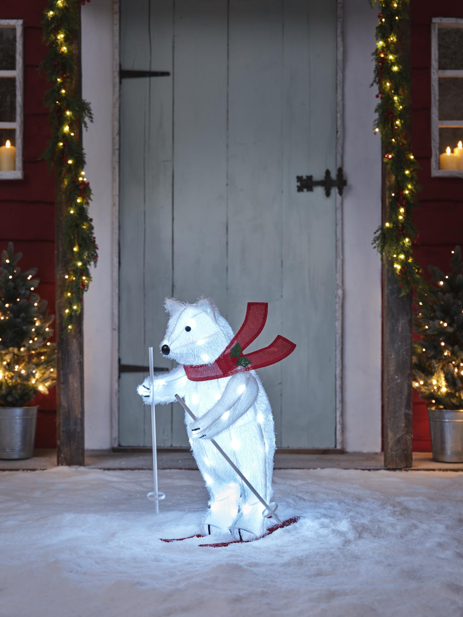Lights4fun - Orso Polare Illuminato con Luci LED, Figura Animata che si Muove, Decorazione Natalizia per Esterni, Giardino, Addobbi di Natale, con Cavo di Alimentazione, Altezza 66cm