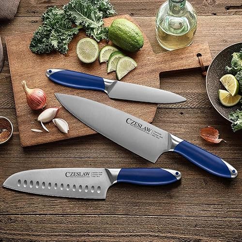 Miniatura 2 de Juego de cuchillos, juego de cuchillos de cocina de 3 piezas - Razor Sharp Professional Japanese Chef Knife Set, forjado de acero alemán de alto