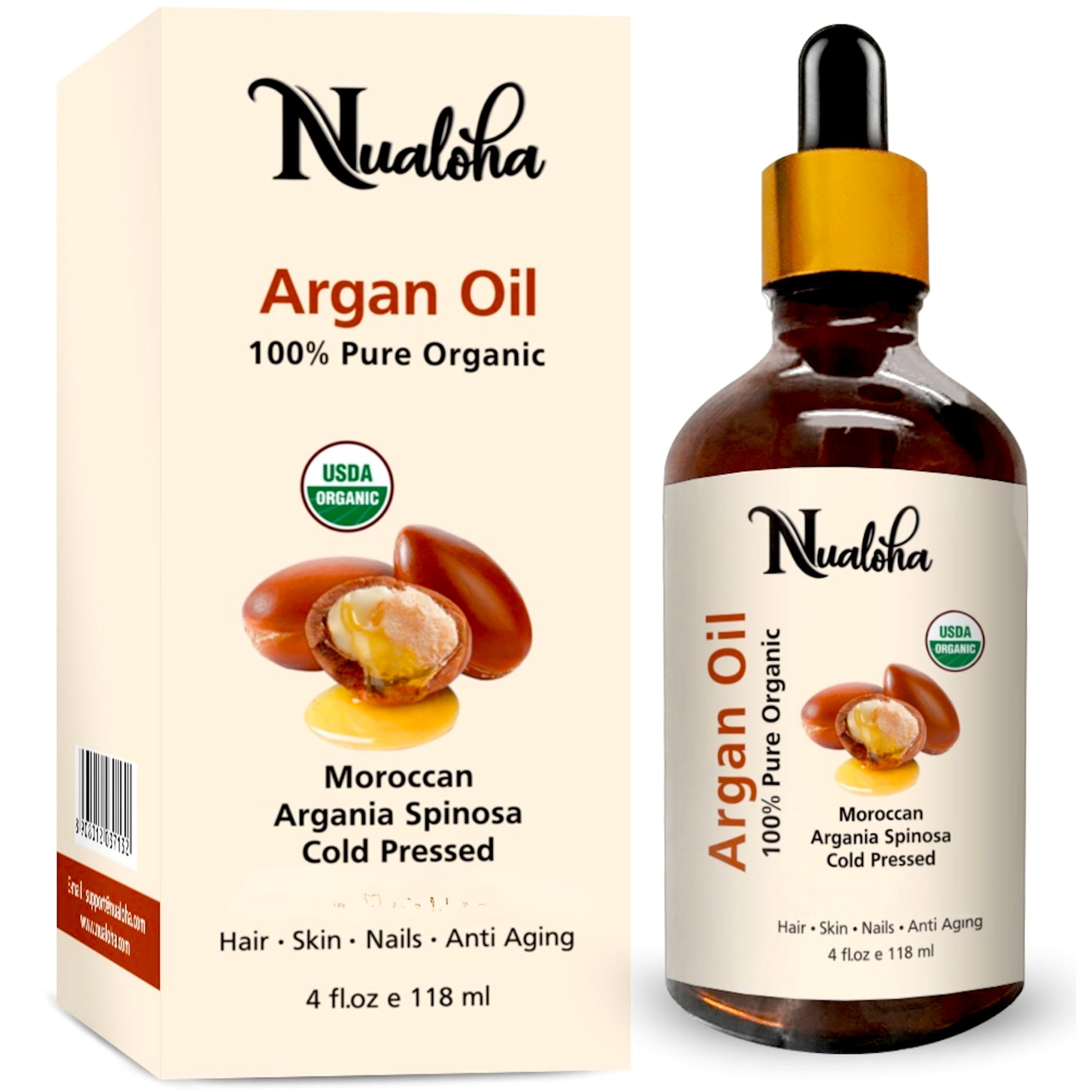 Argan Oil Cold Pressed for Hair, Skin, and Nails to provide Anti-Aging Benefits and a Healthier Appearance (118 ml)