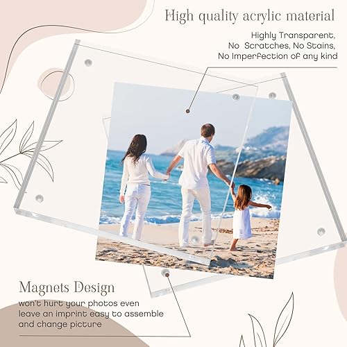 Miniatura 3 de Handepo Paquete de 30 marcos de fotos acrílicos transparentes de 4 x 4 pulgadas, marcos magnéticos para fotos de escritorio sin marco, marco de
